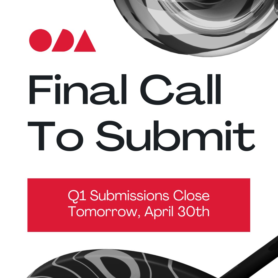 📢 Final Call To Submit 📢⁠
⁠
Q1 Submissions close tomorrow, April 30th.⁠
⁠
Link in bio to submit 🔗⁠
⁠
#ODA #OnlineDesignAwards #SubmitNow #CreativeWork #CreativeCareers #DesignAwards #ShowcaseYourWork #DesignCompetition