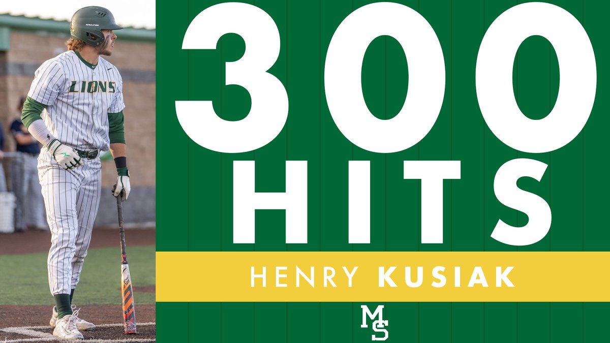 Yesterday, Henry Kusiak became the FIRST Lion with 3️⃣0️⃣0️⃣ hits in a career 🦁 He is just the fifth baseball player in MIAA history to reach 300 ⚾