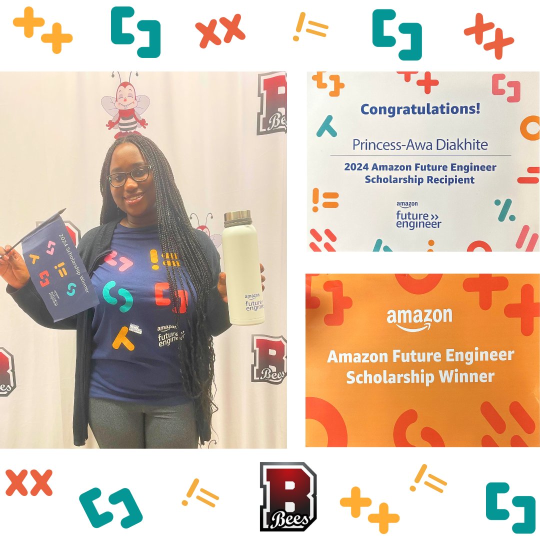 Congratulations to BHS senior Princess-Awa Diakhite for being selected as an Amazon Future Engineer Scholarship Winner. She will receive a scholarship in the amount of $40,000.00 towards her college education and a paid internship with Amazon! #AmazonFutureEngineer #BEEproud