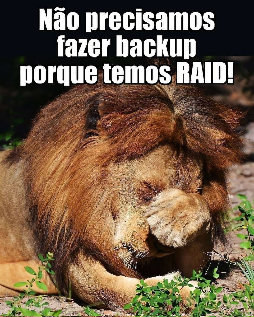 Volumes em #RAID garantem disponibilidade, mas #NUNCA substituem uma rotina eficiente de #BKP!

blog.sinco.net/2011/11/raid-n…

Converse com quem está #Desde1982 construindo #Servidores no #Brasil 
Sinco.net/ZAP

#Sinco #Tradição #Veeam #NetBackup #Bacula #Acronis #Intel #Xeon