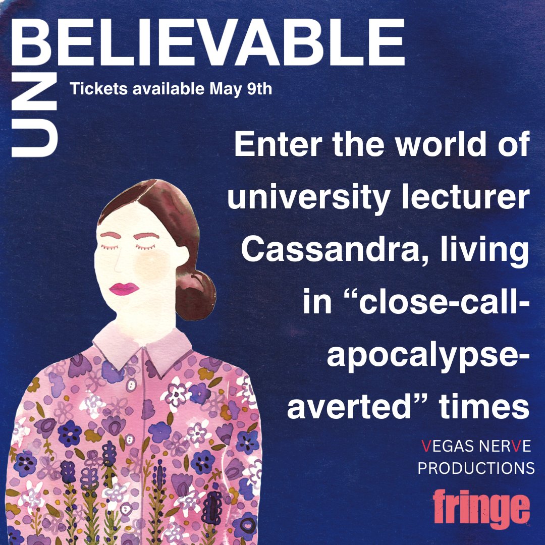Enter the world of university lecturer Cassandra, living in 'close-call-apocalypse-averted' times. We are at the Fringe Fest this August.

#EdFringe #EdinburghFringe #Fringe2024 #FringeTheatre #theatre #unbelievable #performance #acting #performingarts #play #women #Cvenues