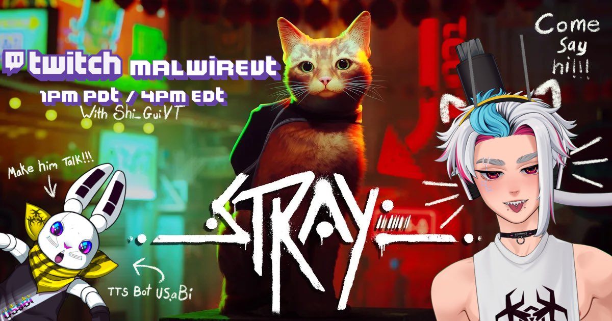 MalWireVT's tweet photo. Doing a cozy Stray and commissions stream! See you there, Glitches!
🩵🩷💛🖤
⬇️⬇️Links Below!!⬇️⬇️
#Vtuber #ENVtuber #Malwire https://t.co/M8bxJG43hG