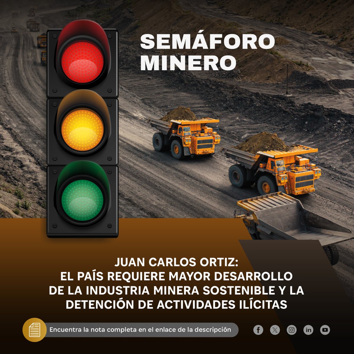 Juan Carlos Ortiz: El país requiere mayor desarrollo de la industria minera sostenible y la detención de actividades ilícitas Entérate más aquí: 👇 ow.ly/lASU50RreyV #MineríaPerú #Mining #IndustriaMineraSostenible #SectorMinero