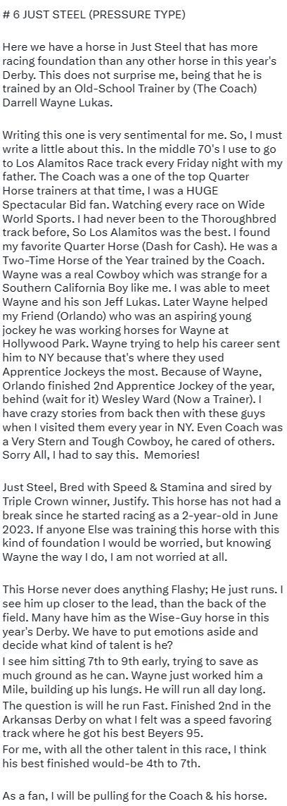 RacingDownWind's tweet photo. RACINGDOWNWIND COMMUNITY:
150th Kentucky Derby RDW Preview.
# 6 JUST STEEL
@KentuckyDerby #KentuckyDerby150 #Derby @ChurchillDowns #KentuckyOaks @TwinSpires
#WesleyWard https://t.co/wiiNfZFuLr