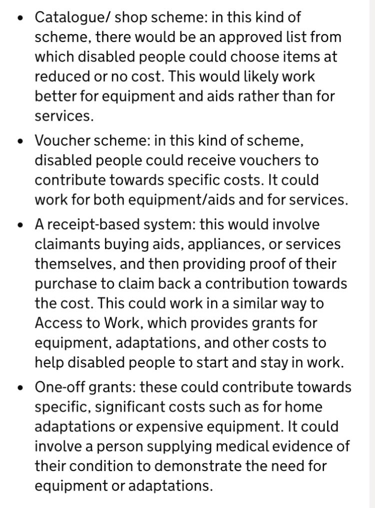 Don’t be fooled into thinking this is ‘just’ MH conditions, they mention #neurodiversity and aids such as walking sticks; it would end motability.  There is nothing for things like special foods for #arfid  either and it mentions there will be an impact on #unpaidcarers #pip