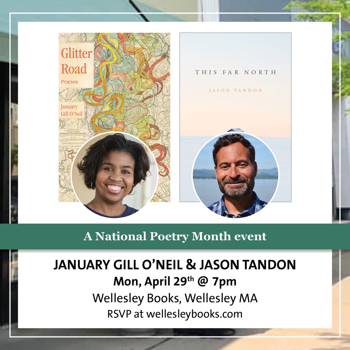 Tonight @WellesleyBooks! Come join me and @januaryoneil to celebrate National Poetry Month: shorturl.at/imqQ4.