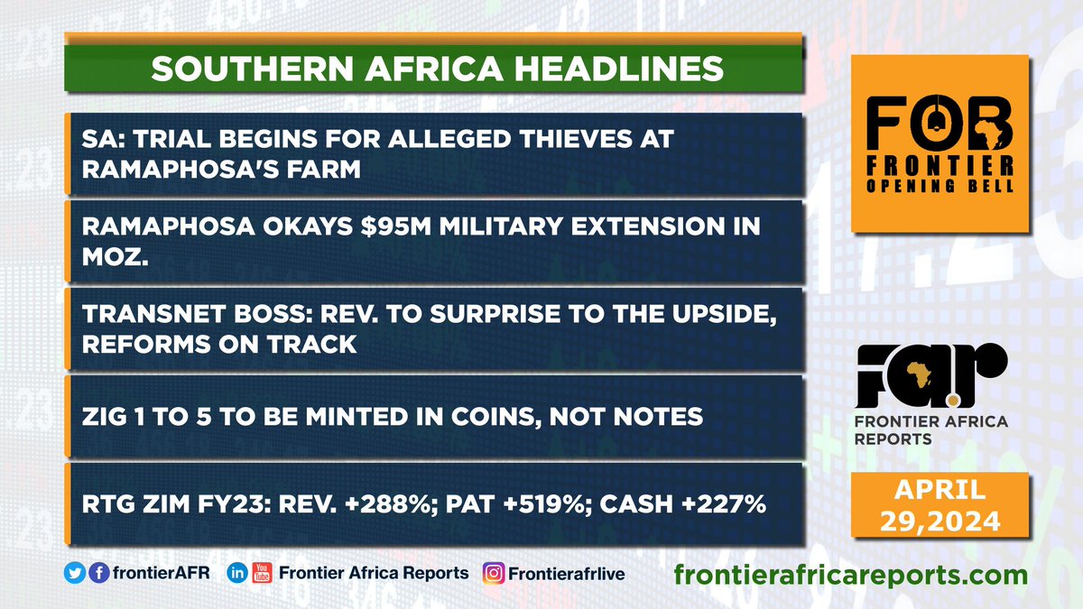 Transnet on Track Despite Troubles | Frontier Opening Bell - Monday, April 29, 2024