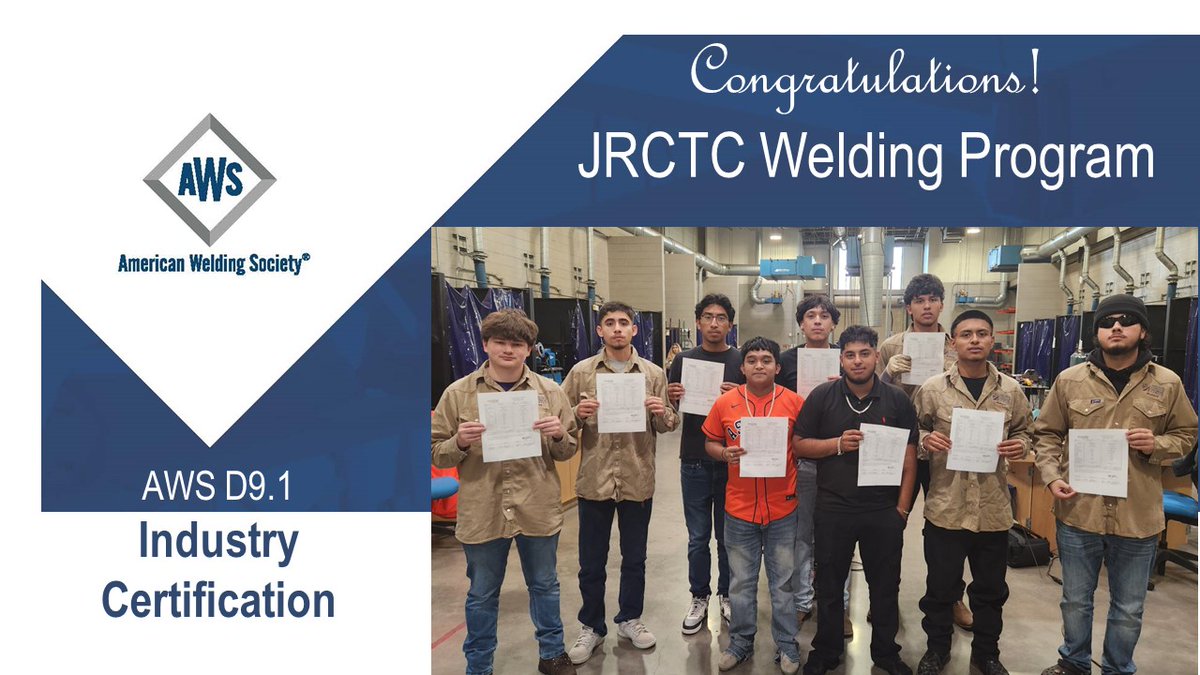 Texas is a mecca for aerospace manufacturing, and that means all aircraft require welding. Our Welding students just earned industry certification and are trained to the highest standard so they can enter the workforce. Congrats, welders! @JWErdie @lizg_canchola @FBISD_CTE