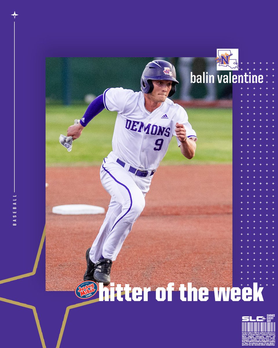 Look Out When Balin is Battin'! The junior drove in a career-high five runs in Tuesday's win against Grambling and followed that with a home run and four RBIs in Friday's series opener against HCU! Congratulations to this week's @jerseymikes SLC Baseball Hitter of the Week:…