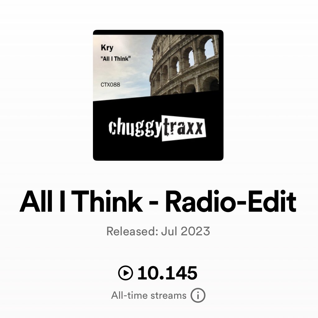 Big Thanks to all of you listening and supporting😎🙏🏻 @KryGenetic “All I Think” on @ChuggyTraxx just passed the 10.000 streams on @Spotify alone👌 Listen again here 🎧 open.spotify.com/track/4X3xitPB…