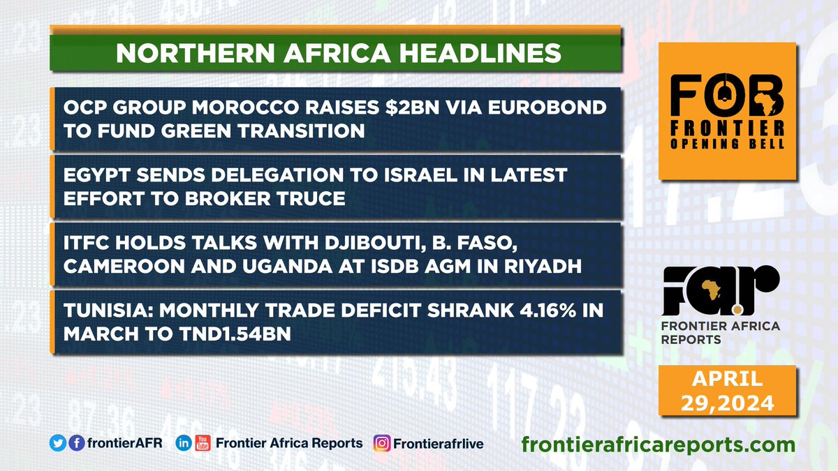 Tunisia Monthly Trade Deficit Shrinks 4.16% | Frontier Opening Bell - Monday, April 29, 2024