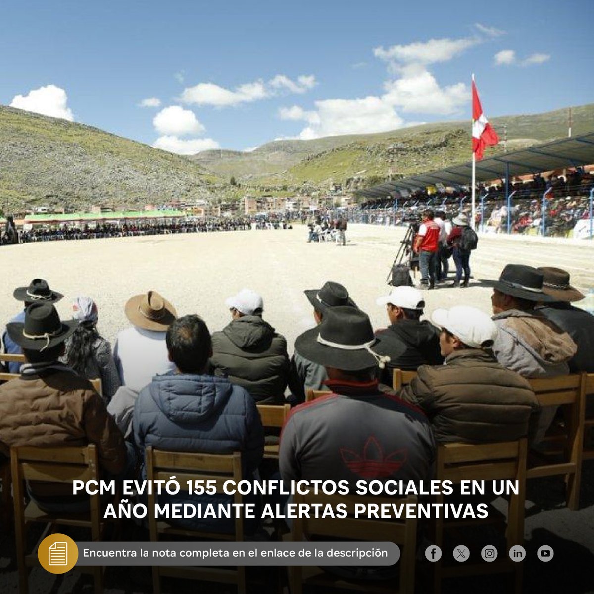 PCM evitó 155 conflictos sociales en un año mediante alertas preventivas Entérate más aquí: 👇 ow.ly/7Bxe50RreGl #PCM #Perú #Prevención #Todossomosprevención