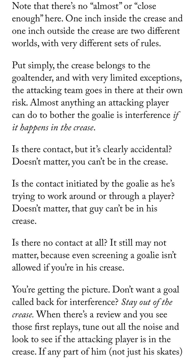 First let me say I don’t agree with the way the league calls these at all. I think this should be a good goal… But @DownGoesBrown explained the way these actually get called beautifully years ago and it still holds true The rules are COMPLETELY different depending on inside…