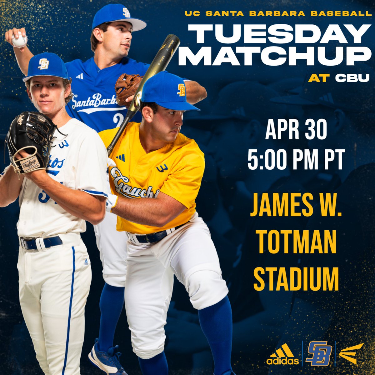 In Riverside tomorrow afternoon for a midweek battle against California Baptist! ⚔️ ⏰: 5:00 P.M. PST 📍: James W. Totman Stadium 📻: ucsbgauchos.com/watch/?Live=54… 📊: stats.statbroadcast.com/mobile/?id=501… #GoChos