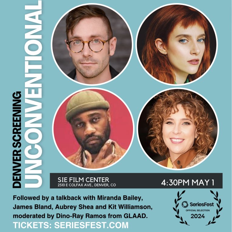 If you’re gay and in Denver on May 1 come to a screening of my new show UNCONVENTIONAL at @SeriesFest! Heck, even if you aren’t gay I’d love to see you there. Doing a super cute panel after, so come say hi!