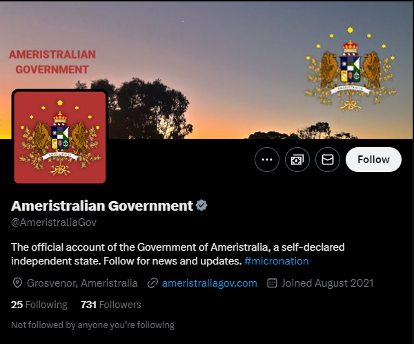 I really like that Twitter seemingly gives grey checkmarks usually reserved for government accounts to micronations