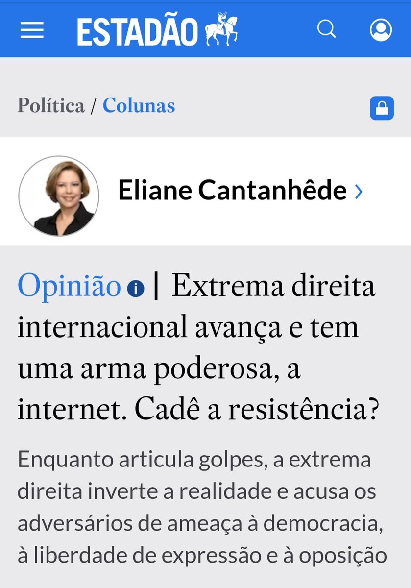 Leia-se: Socorro, a verdade que a Internet expõe, engole a nossa narrativa. Não somos mais o monopólio da informação. A direita mundial é uma avalanche. Quem poderá nos defender?