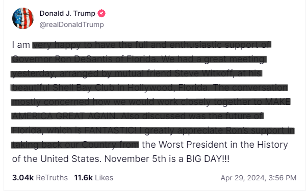 Corrective Redactions (TM) Took a few days off, because frankly, we all get tired of seeing His Whiny Orangeness, But there is No Way I was going to pass this one up. Putting the Truth back in 'Truth' Social.👊😎 Enjoy! #ProudBlue #DemVoice1