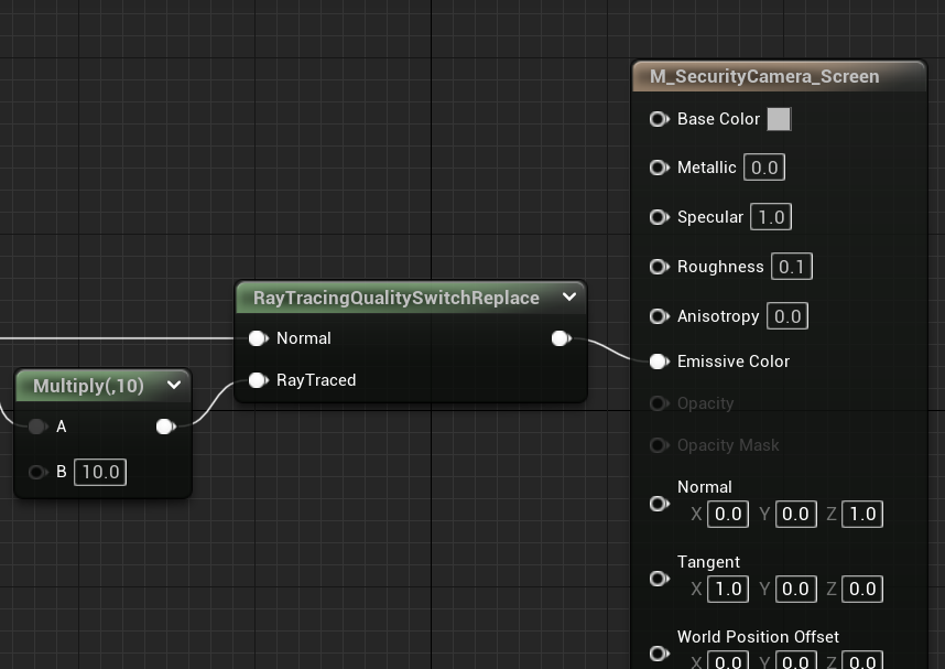 I wanna share a neat @UnrealEngine #lumen trick with everyone: If you want an emissive surface [like a lcd screen] to emit more light in a scene, without washing out the source, you can use the Raytrace Quality Switch Replace node to inject more light into Lumen passes! Example: