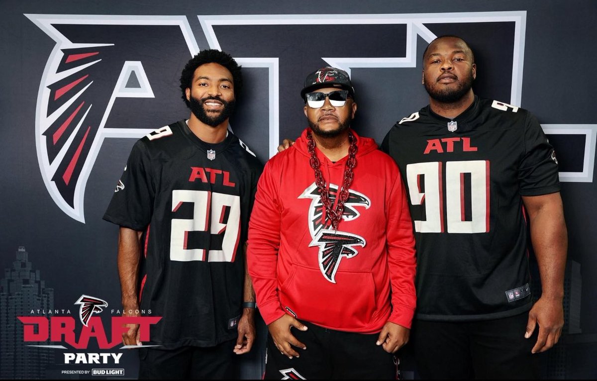 Atlanta Falcons draft party with Micah Abernathy and David Onyemata #dirtybirds ❤️🖤