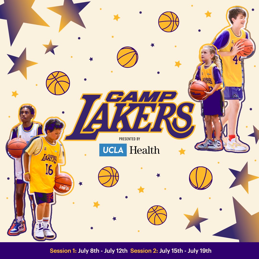 Camp Lakers, Presented by @UCLAHealth, is back! 🏀💜💛 For more information, visit link on bio! 🌟 Spaces are limited📝 #CampLakers #UCLAHealth