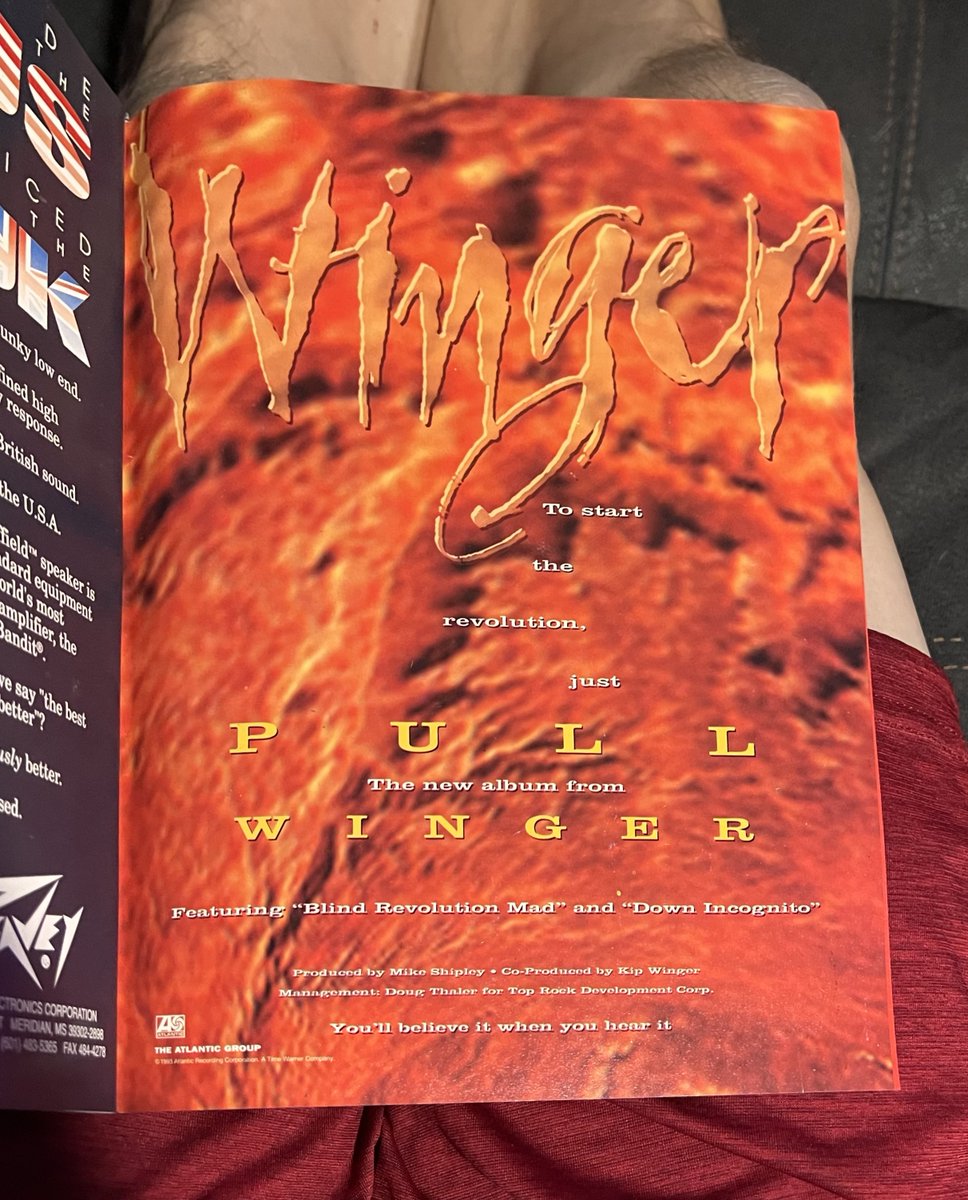 1993 ad for the album 'Pull' from #Winger. So many great albums from 92-94 got fucked due to bad timing.  This is one of them. #hairmetal