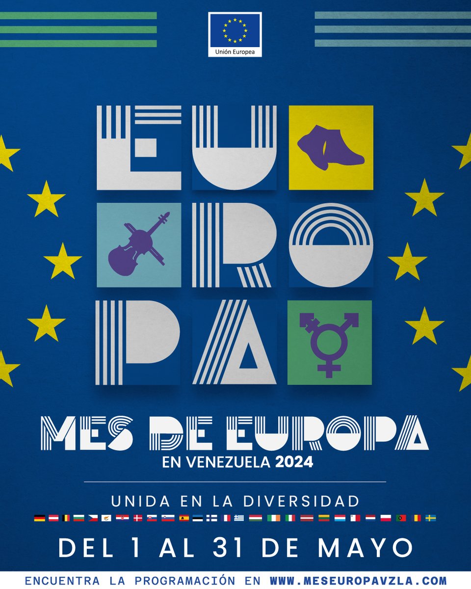 Está por comenzar el Mes de Europa. Desde la Delegación de la #UEenVenezuela, junto a los Estados miembros y sus Institutos Culturales, e importantes aliados venezolanos, hemos organizado diferentes actividades a lo largo de este mes. ¡Estén atentos para conocer la programación!