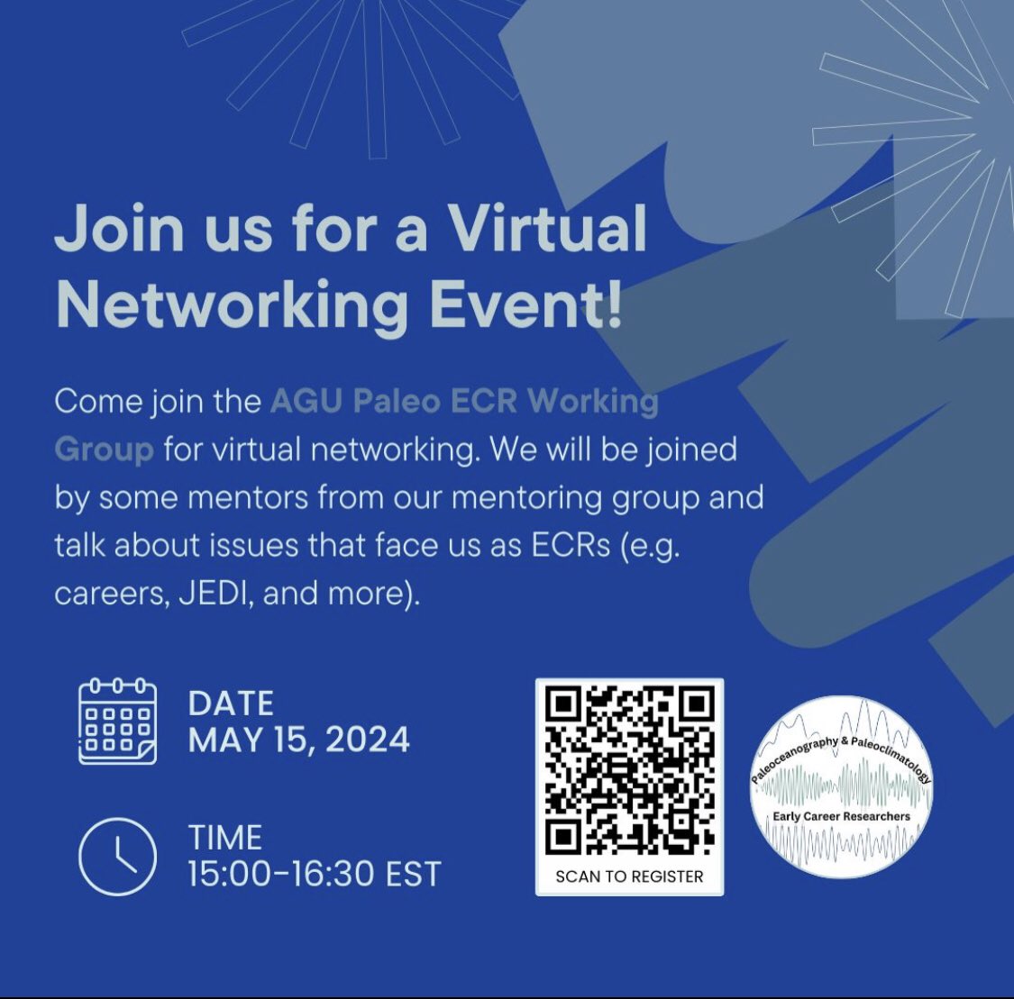 ‼️Mark Your Calendars‼️ We will be holding our annual virtual networking event on May 15th! Please find more details in the flyer and register to attend by scanning the QR code or directly via this link: agu.zoom.us/meeting/regist… We look forward to seeing you there 🤩