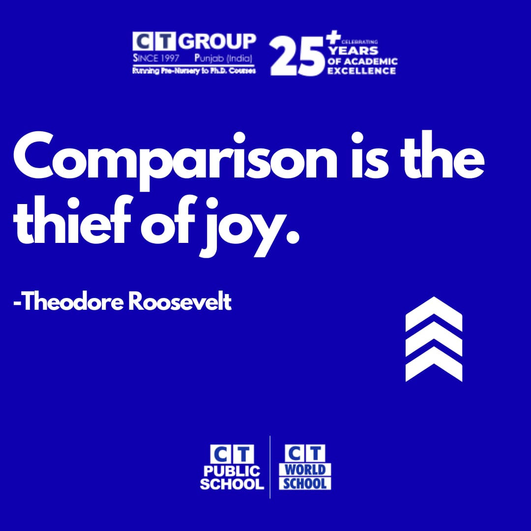 Theodore Roosevelt's wisdom reminds us that comparing ourselves to others robs us of happiness. 

Embracing our unique journey and accomplishments brings true joy and fulfillment.

#ctgroup #morningpost #ctu #ctps #ctw #teamct #ctians #ctfamily #thinkpositive #thinkbig