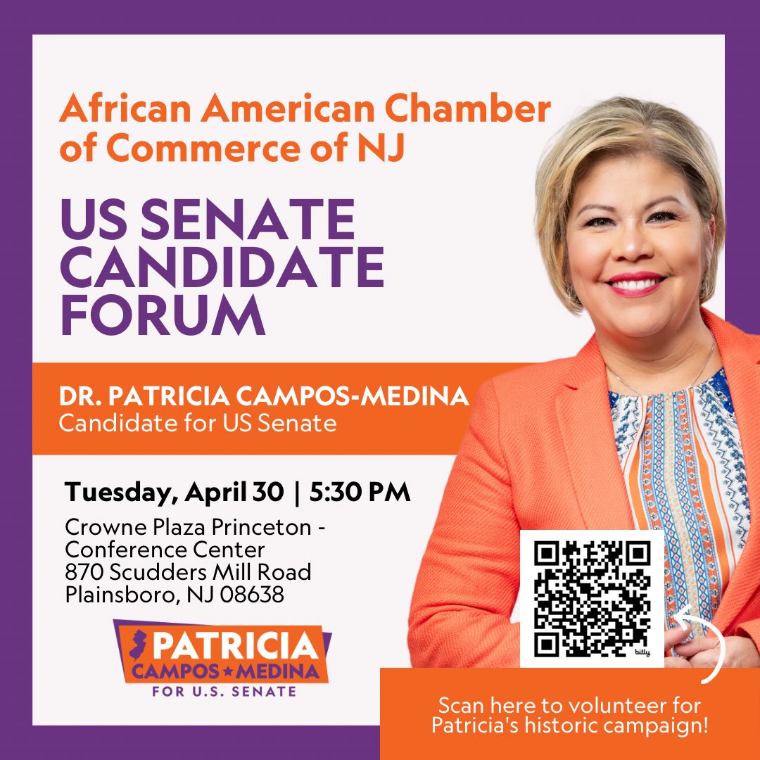 Join us TOMORROW, for the @AACCNJ US Senate Candidate Forum. It’s an opportunity to address pressing issues affecting the Black community, like economic empowerment, education equity, healthcare access, environmental justice, & active civic engagement. bit.ly/4bi6r9C
