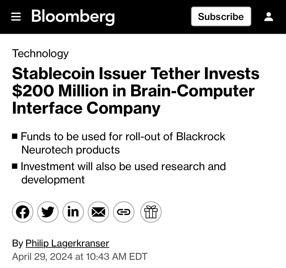 who had stablecoin issuer tether backing major neurotech on their bingo card

wild