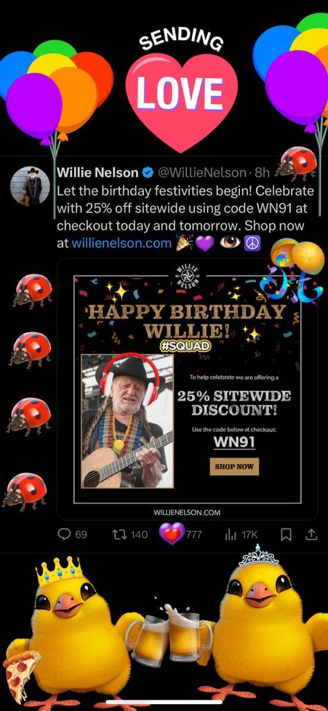 Happy birthday to the incredible Willie Nelson! Your music touches hearts and inspires fans around the world. Thank you for your talent and artistry. Wishing you all the best today and always. Fun fact, my grandmother went to school with Willie Nelson. 🎉🎶 #HappyBirthday