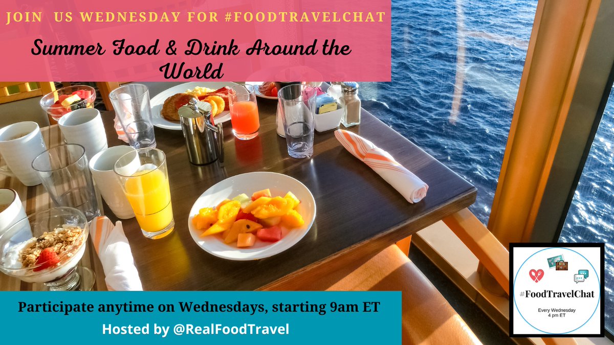 Oh, the joys of dining in the summertime! Where have you had some great summer meals on your travels? Let's #FoodTravelChat about it Wed. @JimByersTravel @adventuresandem @doctorwife_life @Marilyn_Res @oceaniacruises @verytastyworld @travelatwill realfoodtraveler.com/this-week-on-f…