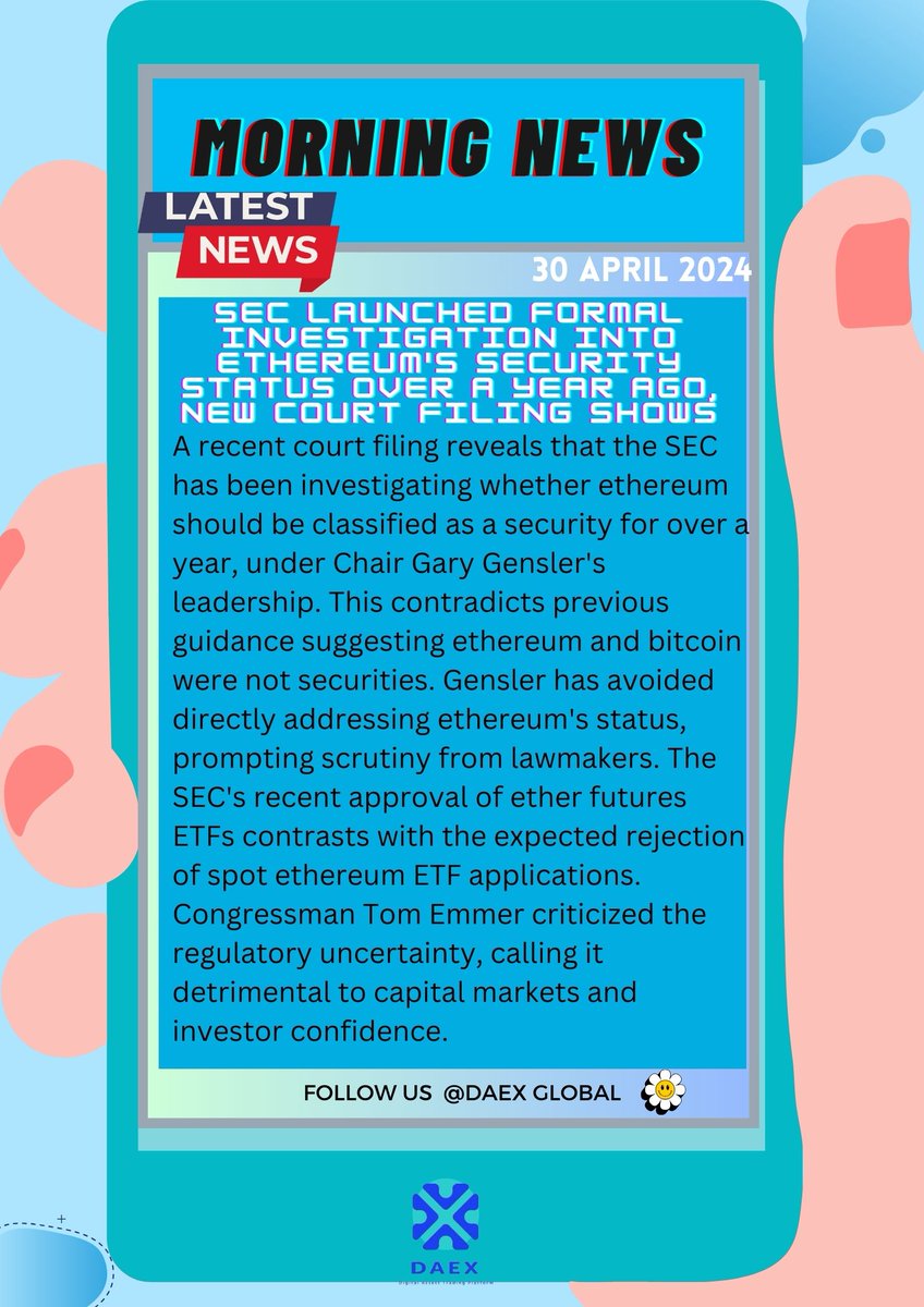 SEC's year-long investigation into Ethereum's security status under Chair Gensler's leadership raises regulatory uncertainty. Despite past guidance, Gensler remains vague on ETH classification, drawing lawmaker scrutiny. #SEC #Ethereum #Regulation🕵️‍♂️💼