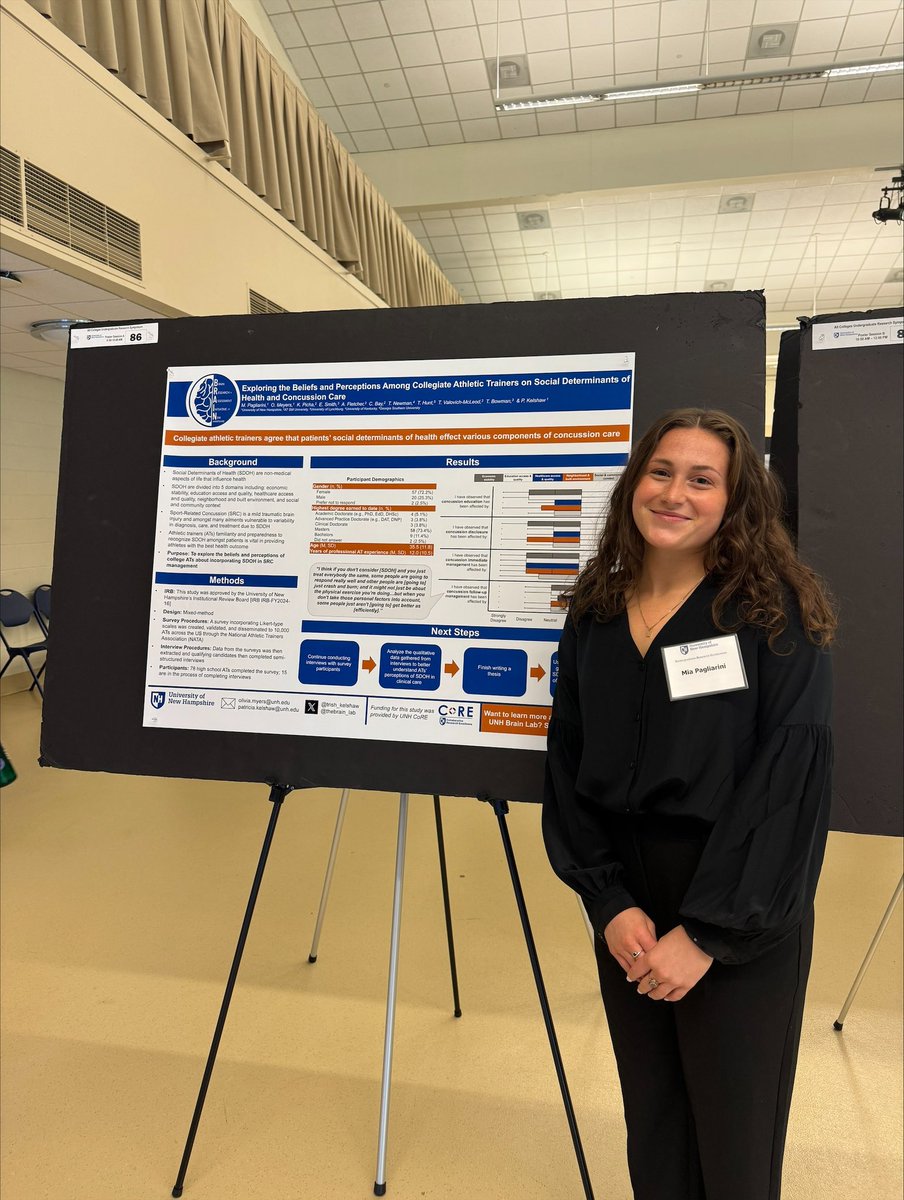 Undergraduate BRAIN Lab researchers Mia Pagliarini and Olivia Myers presenting their research findings on social determinants of health and #concussion care at UNH’s Undergraduate Research Conference! <a href="/unhchhs/">CHHS</a> <a href="/UNHKinesiology/">UNH Kinesiology Dept</a>