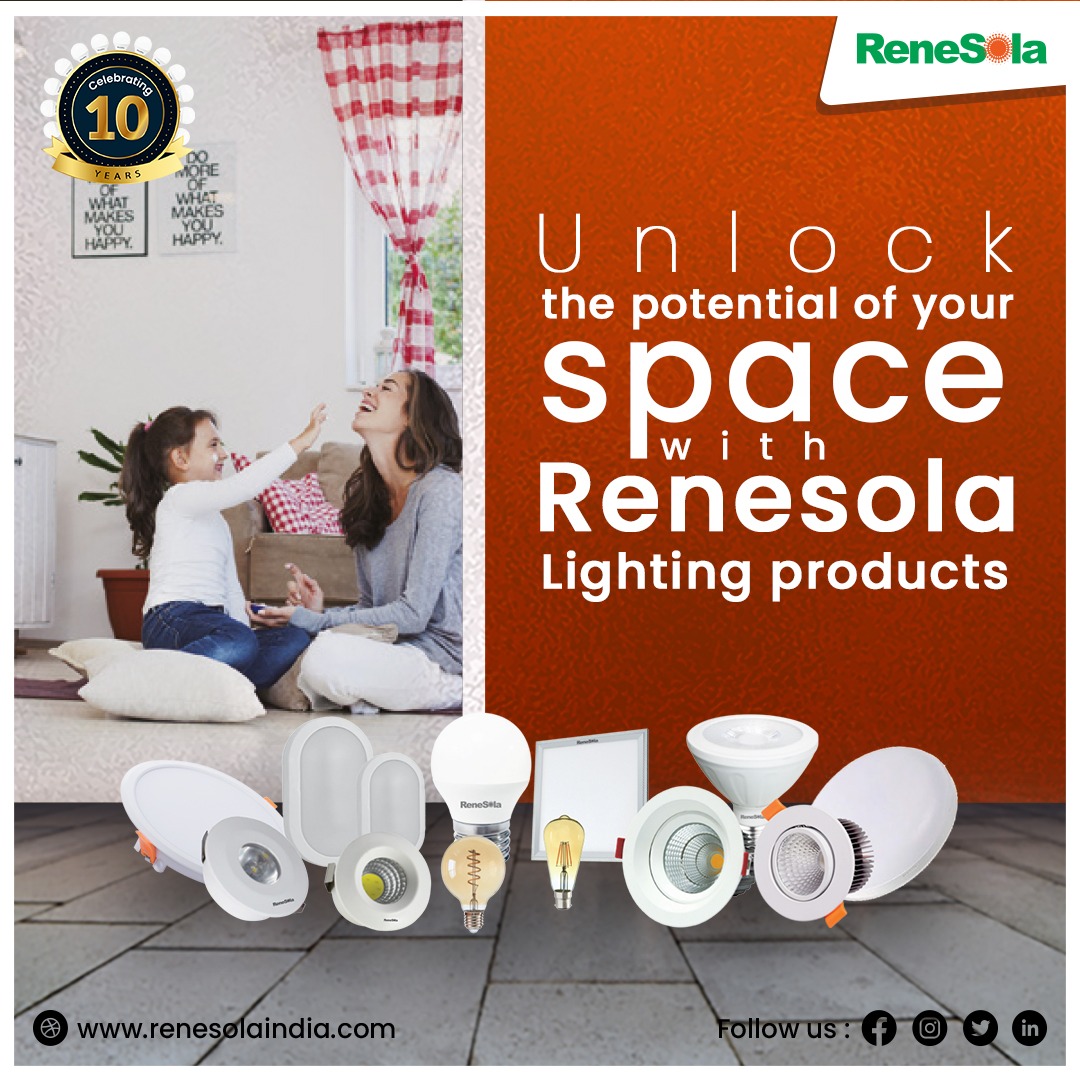 Unlock the potential of your space with #ReneSola Lighting Products. #ledlights #cobdownlight #ledbulbs #coblights #LtdRenesolaindia