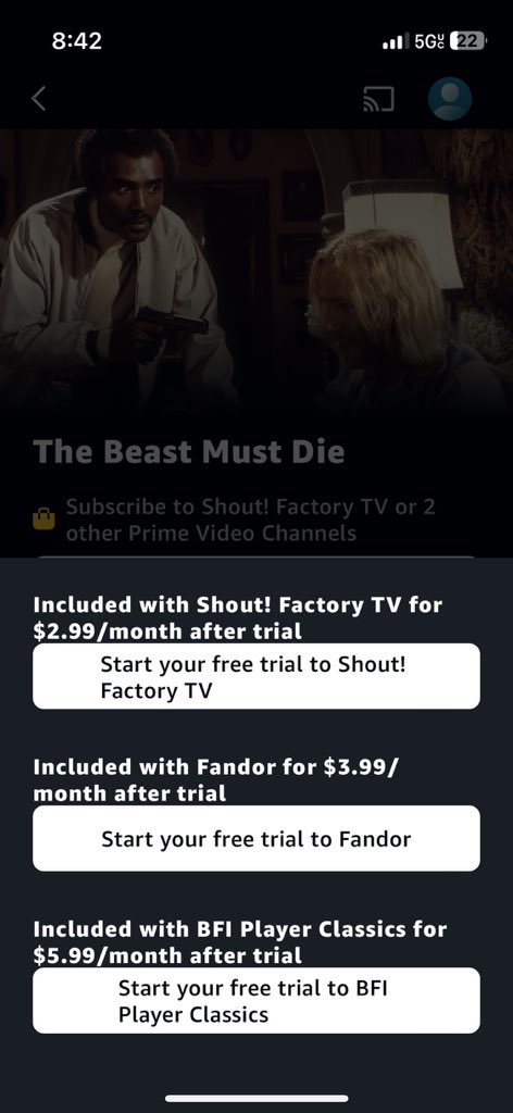 @ScreamboxTV how come I can’t find The Beast Must Die on Prime video?? It shows up on the app but not through Prime. Had to stop using the app cause I can’t stream with Chromecast anymore since update. So have Screambox through Prime.