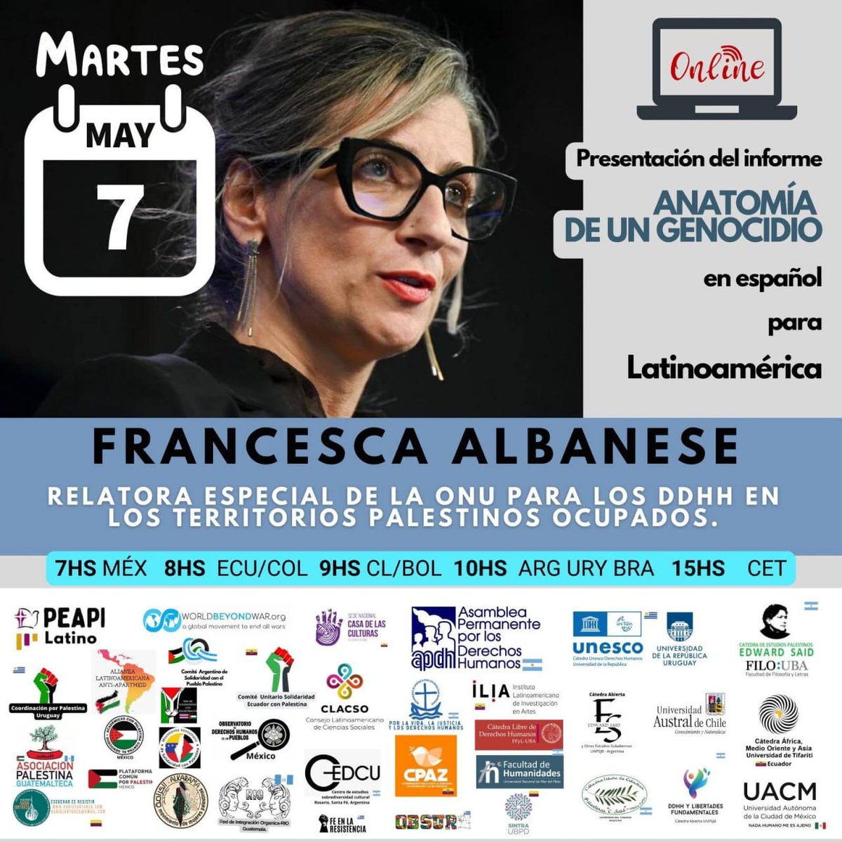 Les puede interesar Anatomía de un genocidio. Invitamos a conocer de mano de su autora, la jurista Francesca Albanese, Relatora Especial de la ONU para los Derechos Humanod youtube.com/@peapiecuador3… Próximamente enviaremos también el link para conectarse por Zoom.