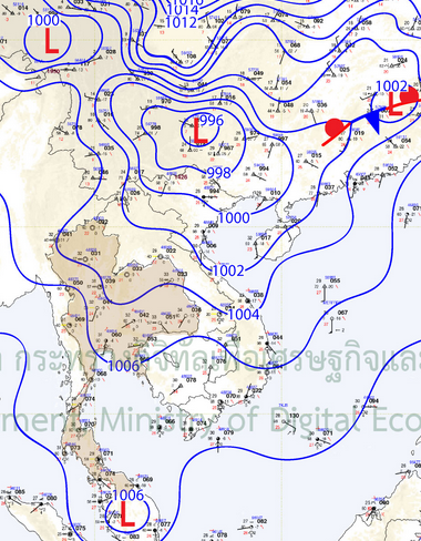 30 Apr 24 07:10
Weather and RAIN (blue-red-yellow=higher intensity) for #Thailand & region; via zoom.earth, RAIN radar, map TMD.go.th
> Low NE #monsoon2024
> Low Pressure - land (warmer)
> High Pressure (cooler) - further N 
> STORMs over China