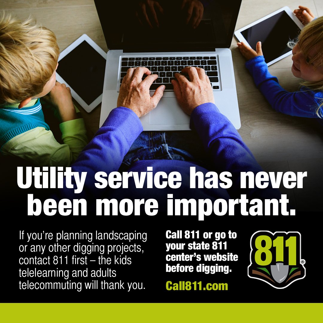 Don't make a judgement call. Make a phone call. #Call811 several days before digging to have underground utilities marked. call811.com

#NSDM #NationalSafeDiggingMonth #KnowWhatsBelow #DigSafe