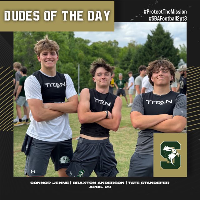SBA Football 2.4 is officially in Spring Training! We are excited to be back in action!! Your DUDES of the DAY!! These guys were noticeable in their effort & encouragement!!#SBAFootball2pt4 #UNCOMMON #Built2BDifferent #BeMore4Others #ProtectTheMission