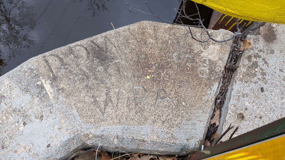 Some nights, to break up the monotony of grading, you go WPA project-hunting and find a nondescript rural bridge where the guy etched his name into the concrete. @LivingNewDeal