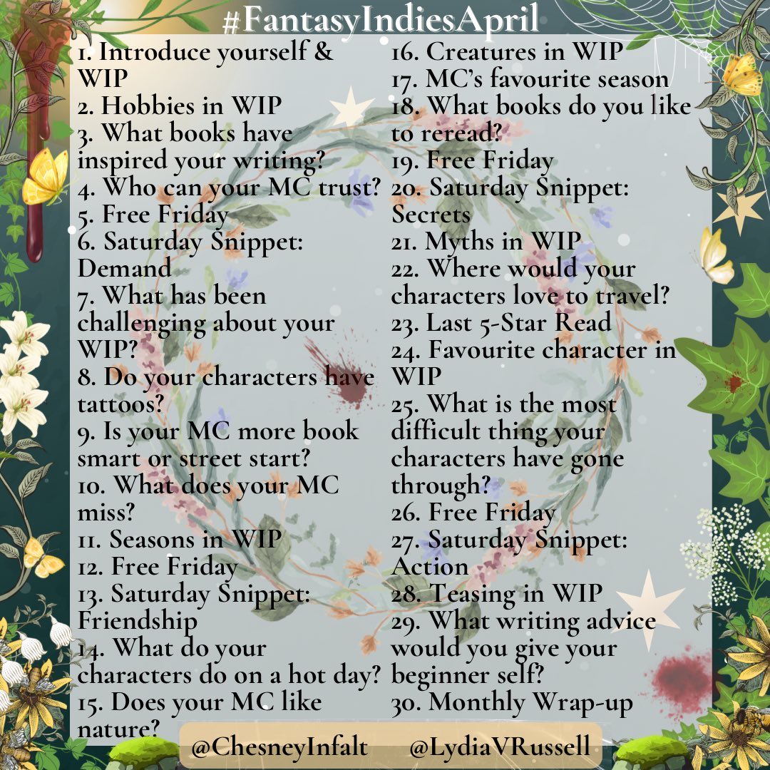 #FantasyIndiesApril Day 29 I’d tell my beginner self: -Slow down, take time to learn how to improve. -Make author friends! The support and help are invaluable. -It’s okay to unpublish and rework your books. Hosts: @LydiaVRussell and I @FantasyIndies