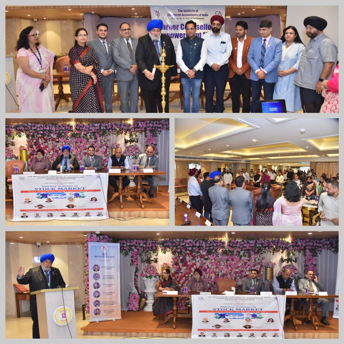 CA. Charanjot Singh Nanda, Vice President-ICAI shared his thoughts at Career Counsellors Empowerment Meet organized by CCC-ICAI & Seminar on Stock Market organized by CFMIP-ICAI during his visit to Amritsar on 29.04.2024. The event was graced by CCMs, NIRC & Branch MC Members.