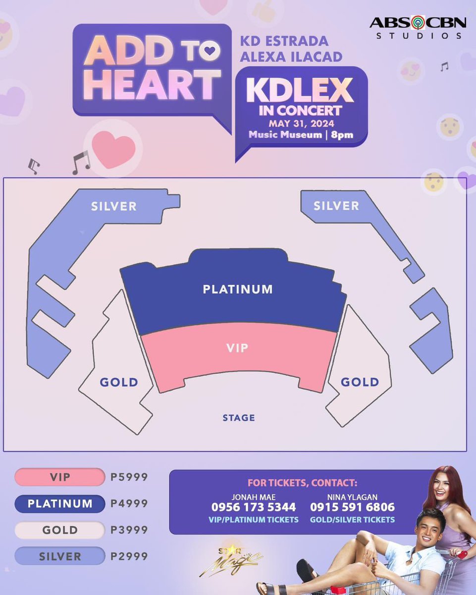 📢 Ticket sales are open to the public today, April 30, at exactly 12NN. Due to the limited number of contact nos, it will be a hotline. Forming 10 or more groups that correspond to ticket categories is the most efficient option.

#KDEstrada #AlexaIlacaf 
#AddToHeartKDLEXConcert