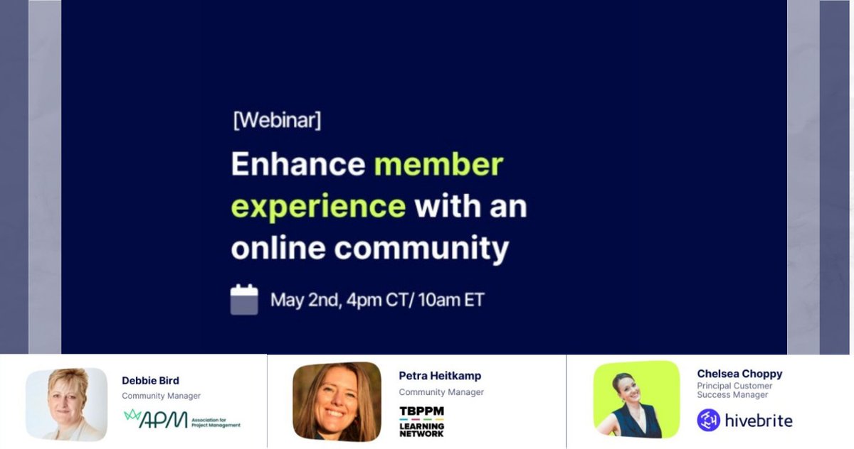 🌟This Thursday, our community manager, @PetraHeitkamp will be sharing insights from managing our vibrant community of nearly 2700 members in an expert panel organized by @hivebrite
Event details here - ow.ly/Ye9W50Rn724
 #TBPPMLN  #digitalcommunities #communityofpractice