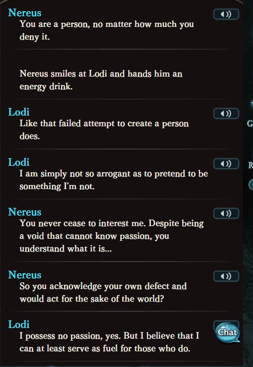This interaction was sooooo juicy omfg. I LOVE Nereus she's so interesting.