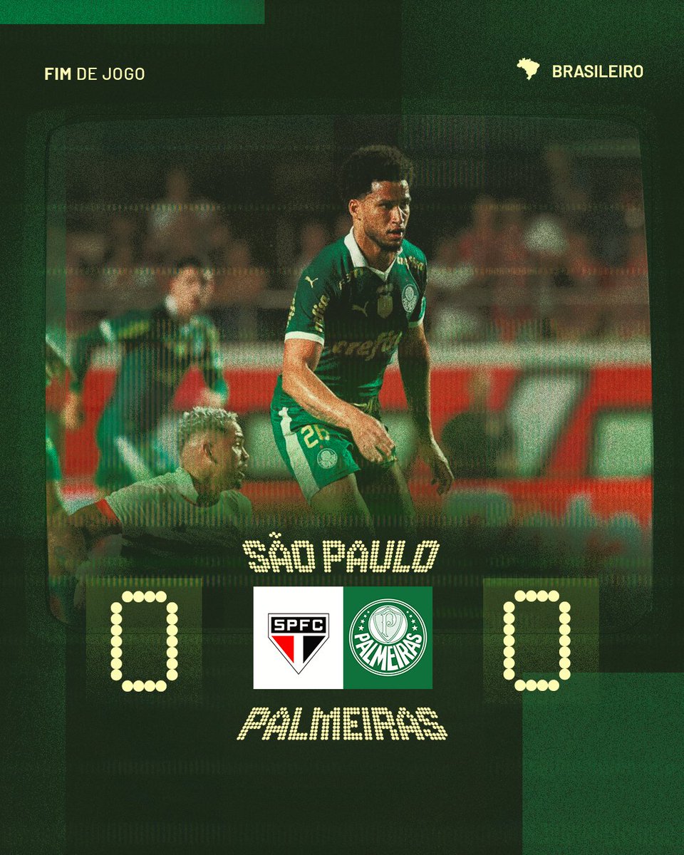 Fim de jogo: São Paulo 0x0 Palmeiras. #AvantiPalestra #SAOxPAL #JuntosNoBrasileirão