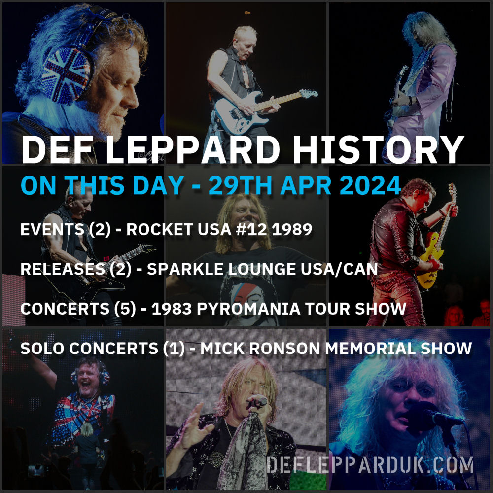 On This Day In #DEFLEPPARD History - 29th April #pyromania #rocket #hysteria #sparklelounge #pyromaniatour #mickronson #dltourhistory #onthisday

On This Day in Def Leppard History - 29th April, the following concerts and events took place.

deflepparduk.com/on-this-day-29…