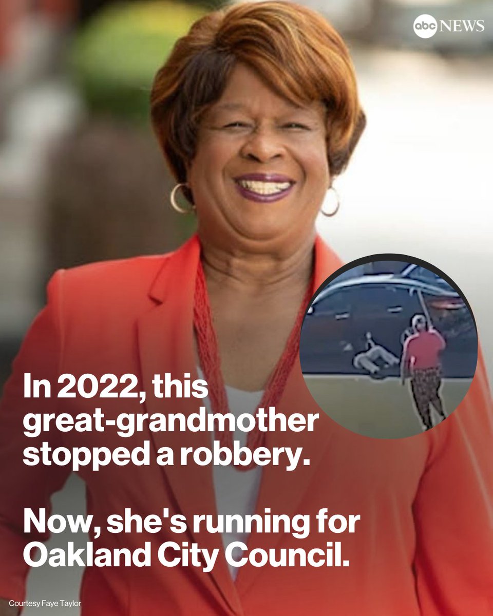In 2022, 77-year-old Faye Taylor went viral for charging out of her home and throwing a cane at a man who was allegedly trying to steal an elderly woman’s purse. Now, she’s running for Oakland City Council. trib.al/eEs20wc